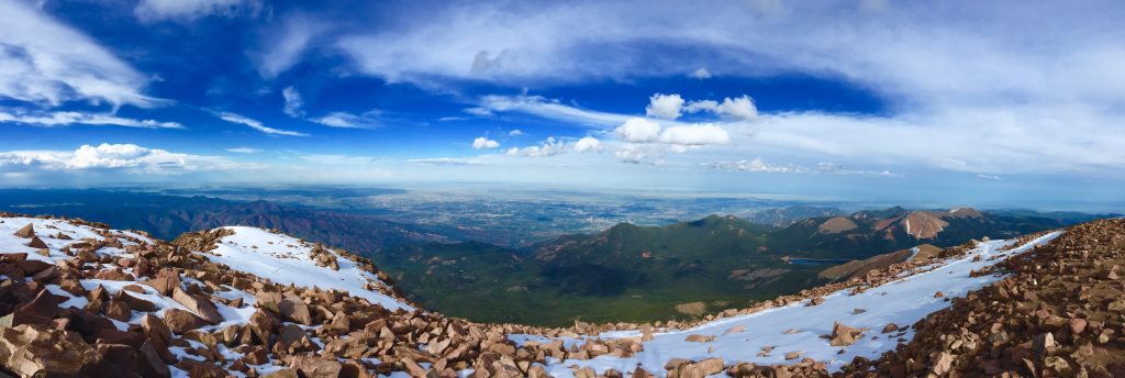 First clear enough day to get a panoramic of Colorado Springs from the Pikes Peak Summit.